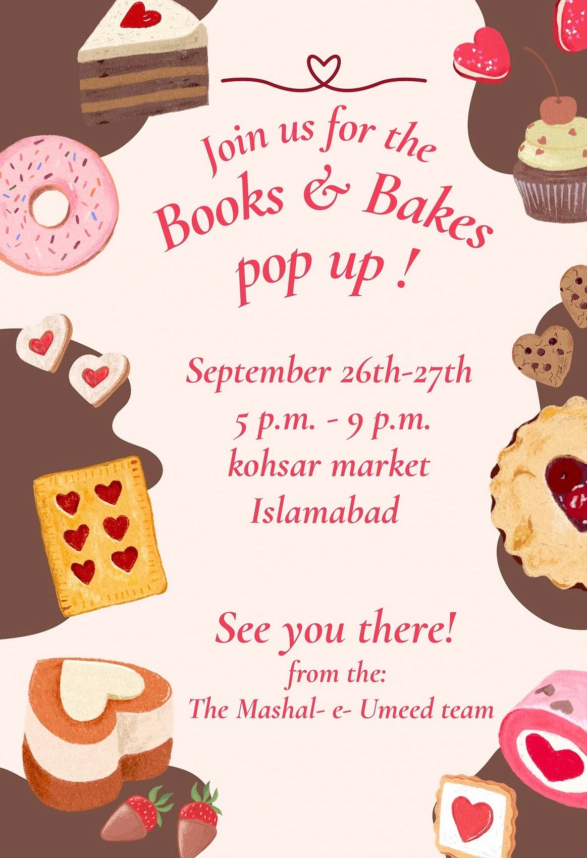 Books and Bakes pop up poster