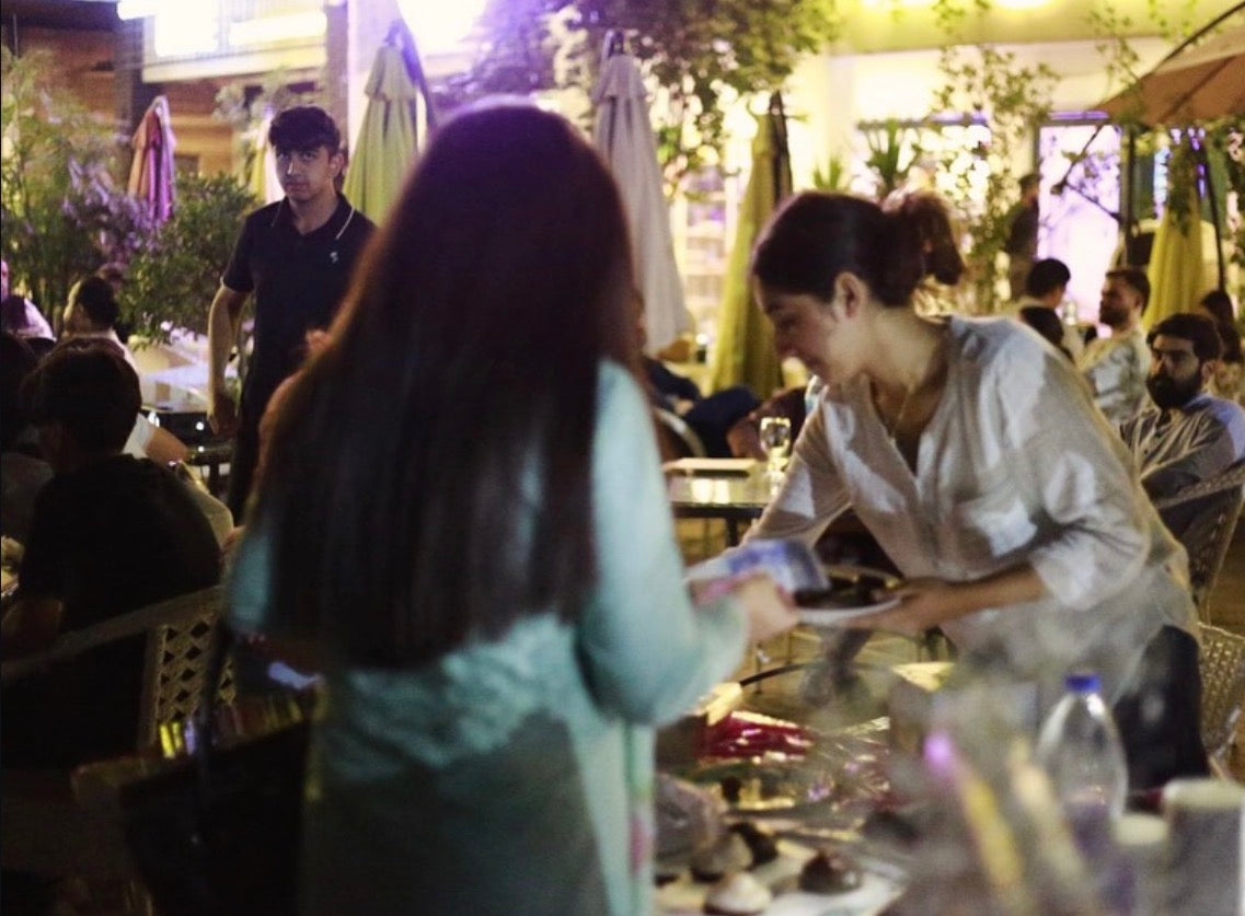 A customer at the stall